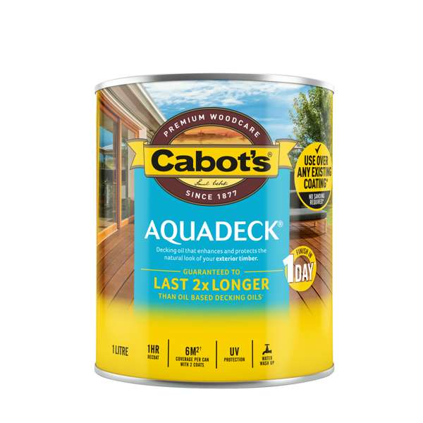 Cabots 1L Aquadeck Natural Exterior Decking Oil