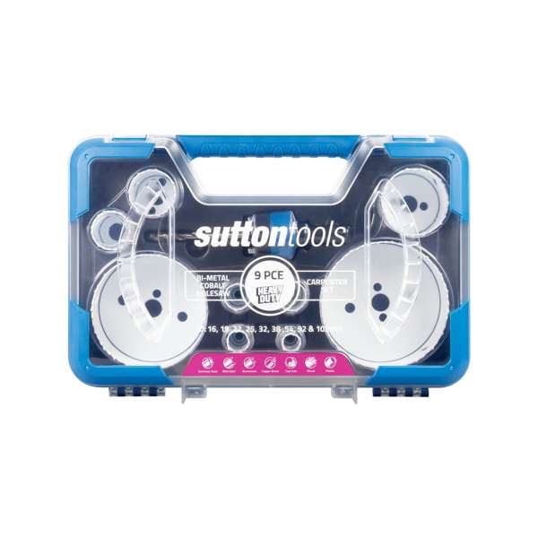 Sutton Tools Hole Saw Bi-Metal Cobalt Carpenter Set 16-102mm - 9 Piece