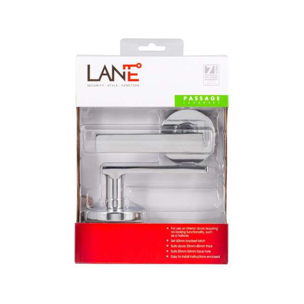 Lane 65mm Polished Chrome Tovetto Passage Leverset