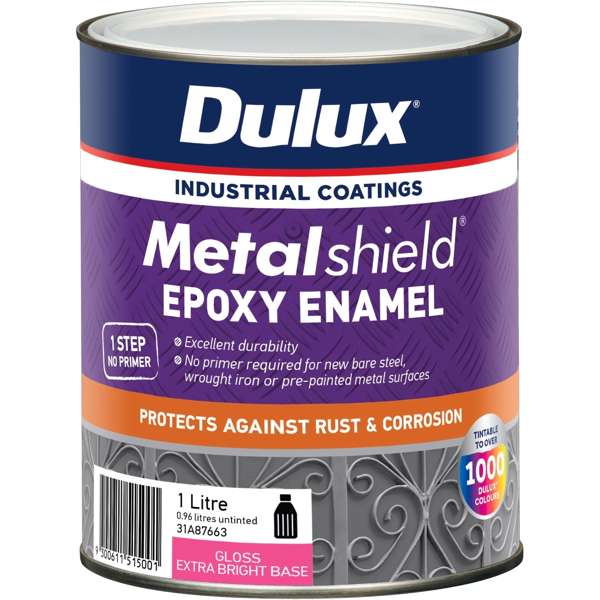 Dulux 1L Metalshield Epoxy Enamel Gloss Paint Extra Bright