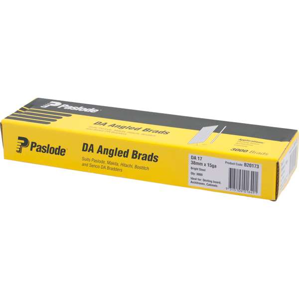 Paslode 38mm Bright DA Angle Brad Nails - 3000 Pack