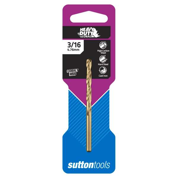 Sutton Tools 3/16" Heavy Duty Cobalt Jobber Drill Bit