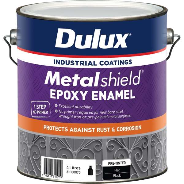 Dulux 4L Metalshield Epoxy Enamel Flat Paint Black