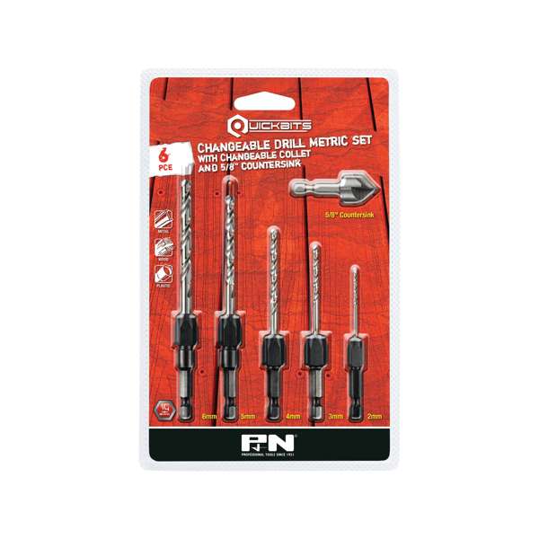 P&N Quickbit Changeable Drill Set Metric - 6 Piece