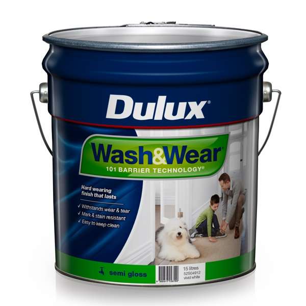 Dulux Wash & Wear Interior Semi Gloss Vivid White 15L