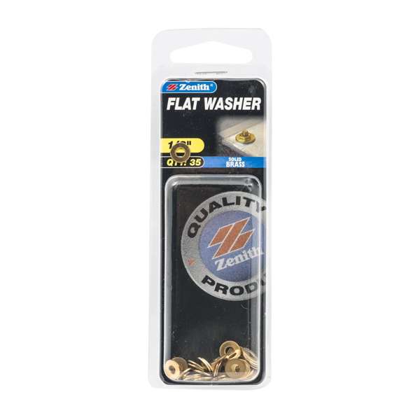 Zenith Flat Washer Solid Brass 1/8" - 35 Pack