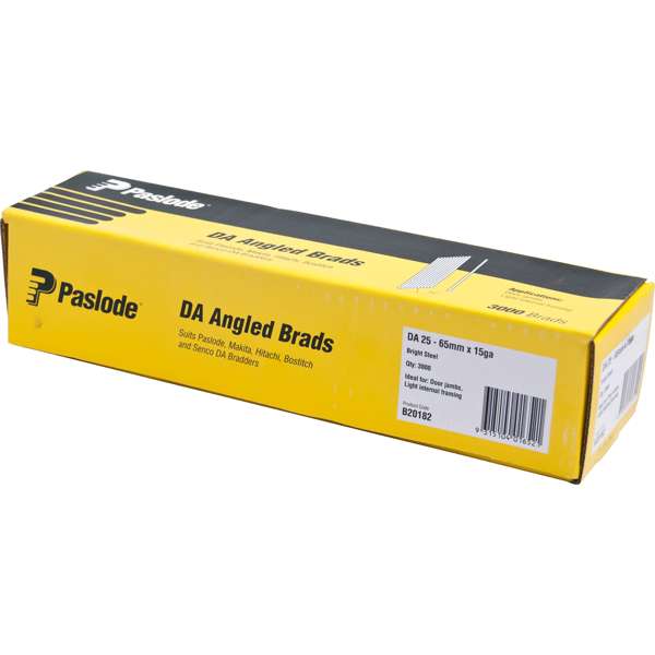 Paslode 65mm Bright DA Angle Brad Nails - 3000 Pack