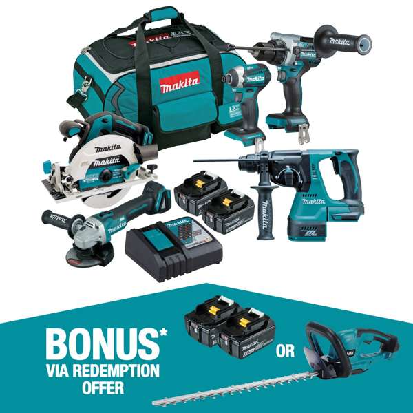 Makita Brushless 5 Piece Combo Kit DLX5062TX1