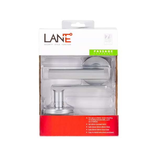 Lane 65mm Brushed Satin Chrome Tovetto Round Passage Lever