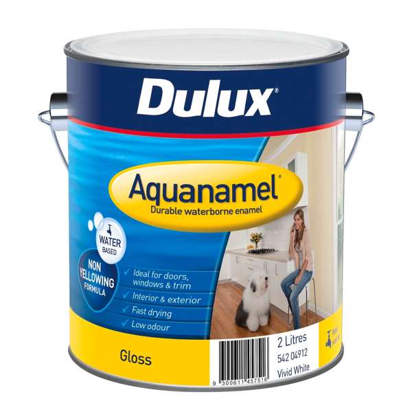 Dulux 2L White High Gloss Aquanamel Enamel Paint