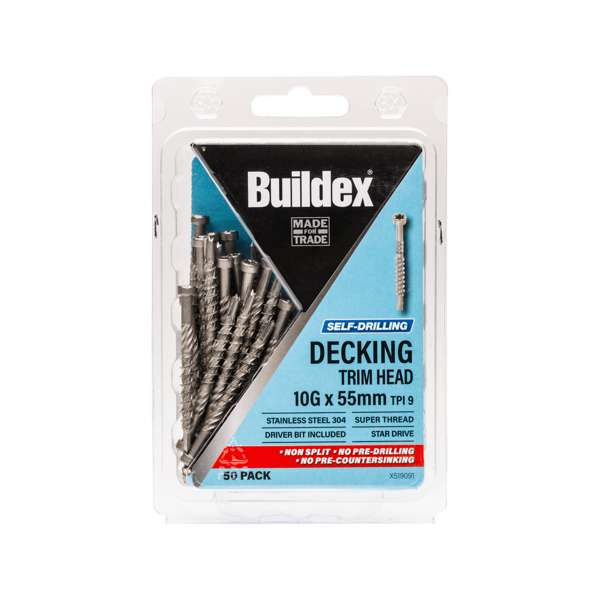 Buildex 10g x 55mm Self Drilling Decking Screws - 50 Pack