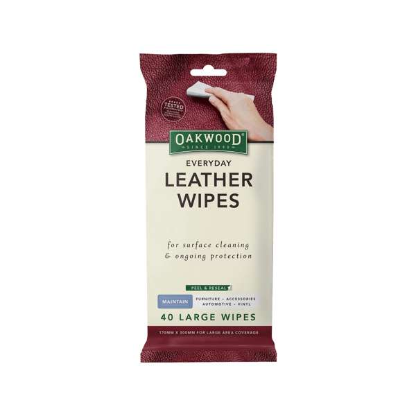 Oakwood Leather Wipes 170 x 300mm - 40 Pack