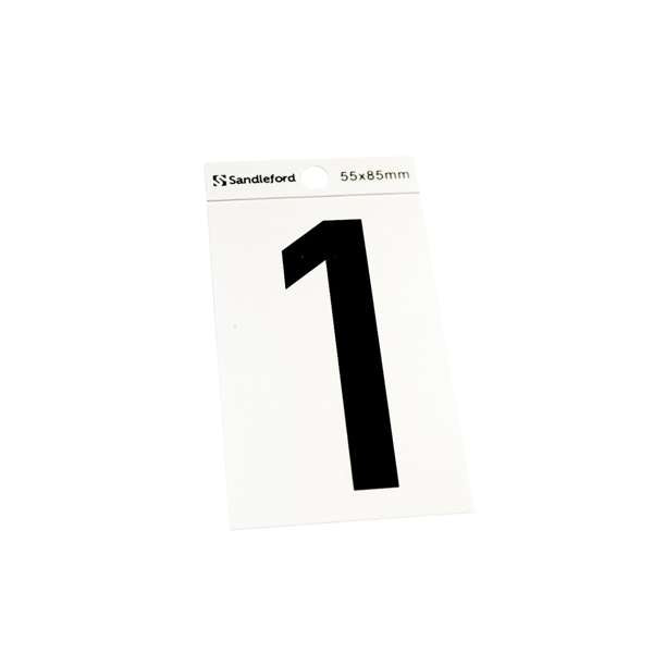 Sandleford 85mm Silver/Black Self Adhesive House Number 1