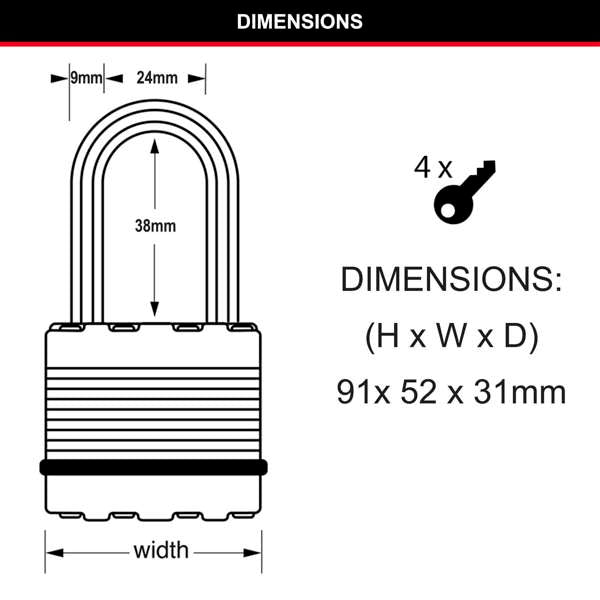 Master Lock Magnum Laminated Steel Padlock 51mm