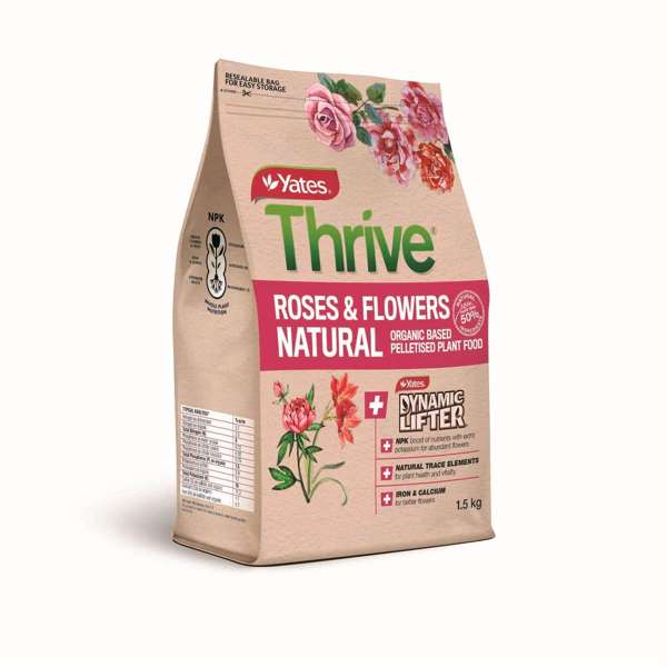 Yates Thrive Natural Roses & Flowers Organic Based Pelletised Plant Food 1.5kg