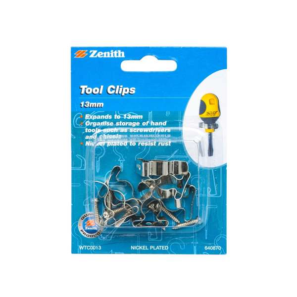 Zenith 13mm Nickel Plated Tool Clip - 7 Pack