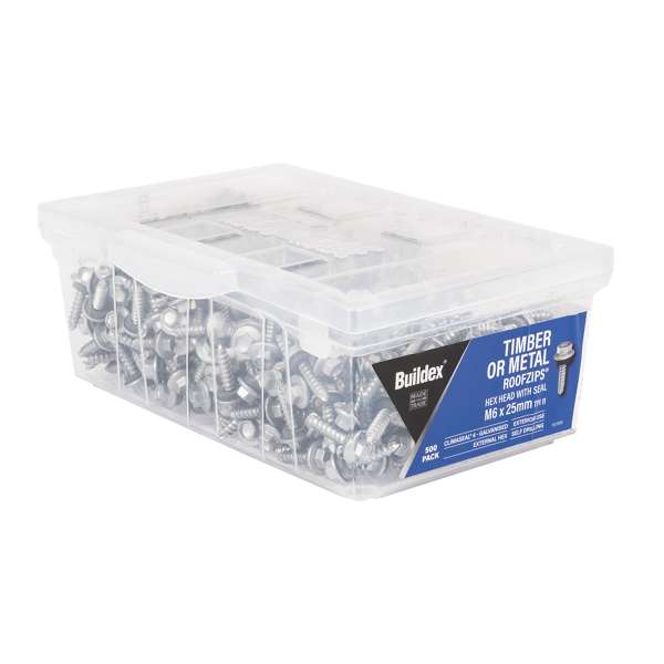 Buildex M6 x 25mm Roof Zip C4 Hex Head Screws - 500 Box