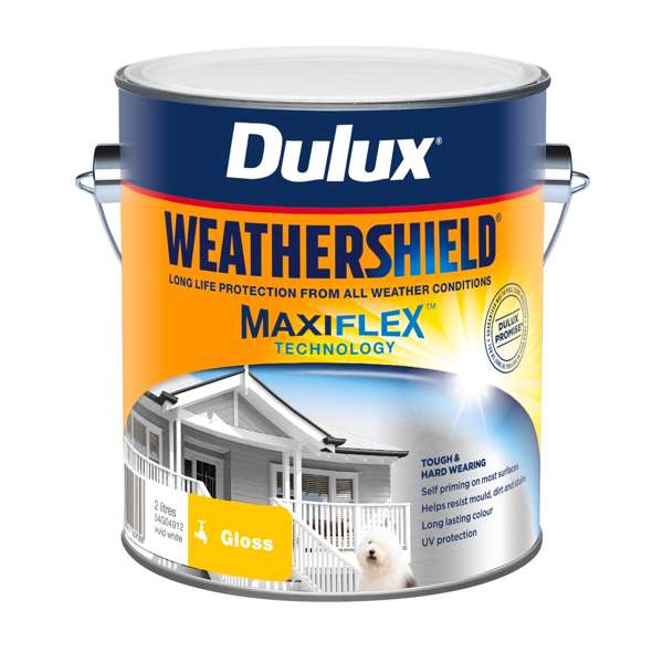 Dulux 2L Vivid White Gloss Weathershield Exterior Paint