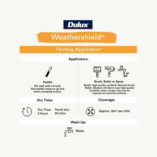 Dulux 1L Orange Low Sheen Weathershield Exterior Paint