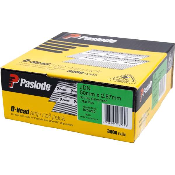 Paslode 50 x 2.87mm 34Deg Hot Dipped Galvanised D Head Pneumatic Nail - 3000 Pack - 3000 pack