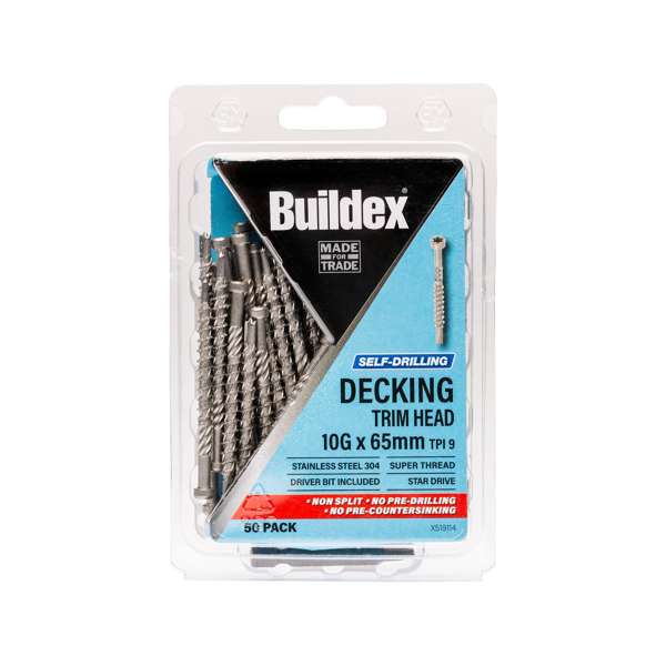 Buildex 10g x 65mm Self Drilling Decking Screws - 50 Pack