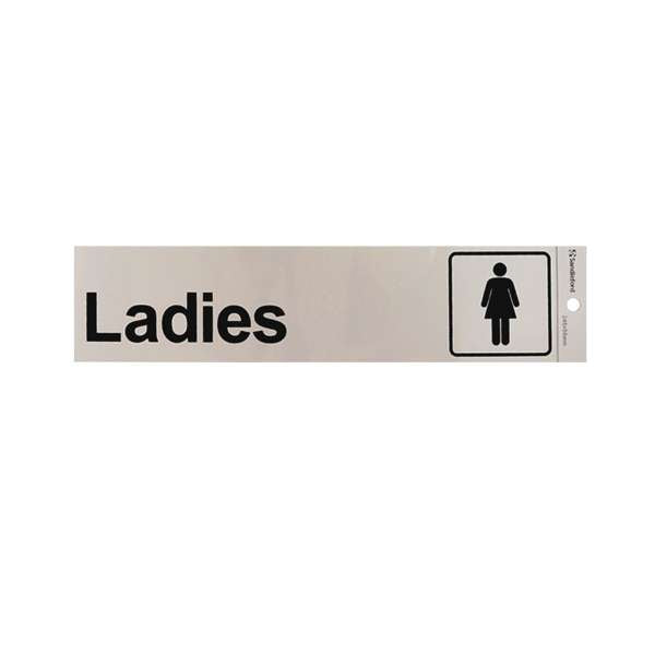 Sandleford 245 x 58mm Ladies Symbol Silver Self Adhesive Sign