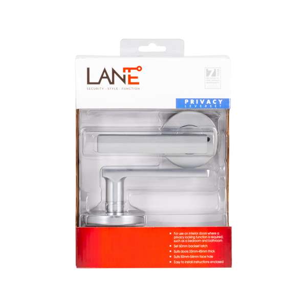 Lane 65mm Brushed Satin Chrome Tovetto Round Privacy Lever