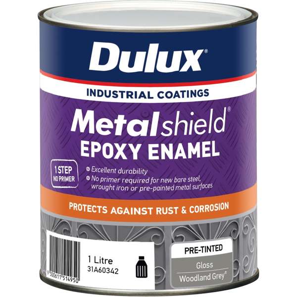 Dulux 1L Metalshield Epoxy Enamel Gloss Paint Woodland Grey