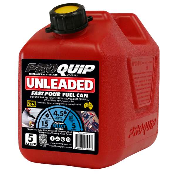 Pro Quip Plastic Unleaded Fast Pour Fuel Can Red