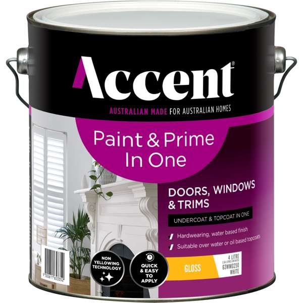 Accent Paint & Prime Doors Windows Trim White 4L