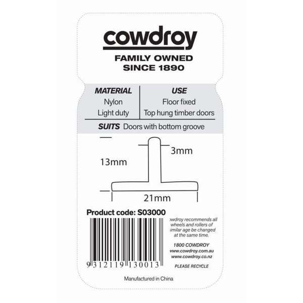 Cowdroy Nylon Light Duty Door Guide