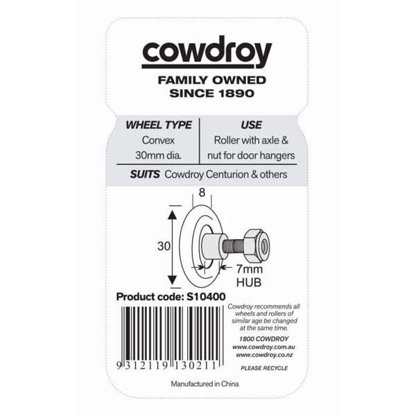 Cowdroy 30mm Centurion Wheels with Axle & Nut Pack