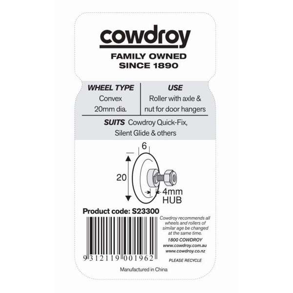 Cowdroy Quick Fix Wheels with Axle and Nut Pack