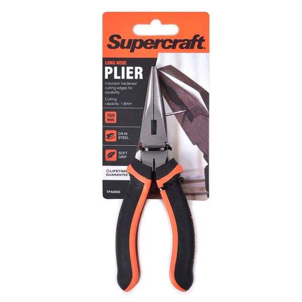 Supercraft 160mm Chrome Vanadium Long Nose Plier