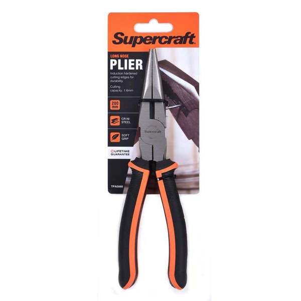 Supercraft 200mm Long Nose Chrome Vanadium Plier