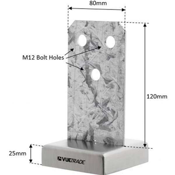 Concealed Support Post Bolt Down Kit Blade & Cap 90mm